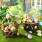 2 Pack Easter Basket Woven Easter Bunny Basket with Handle Wicker Easter Gift Basket Rabbit Eggs Candy Basket